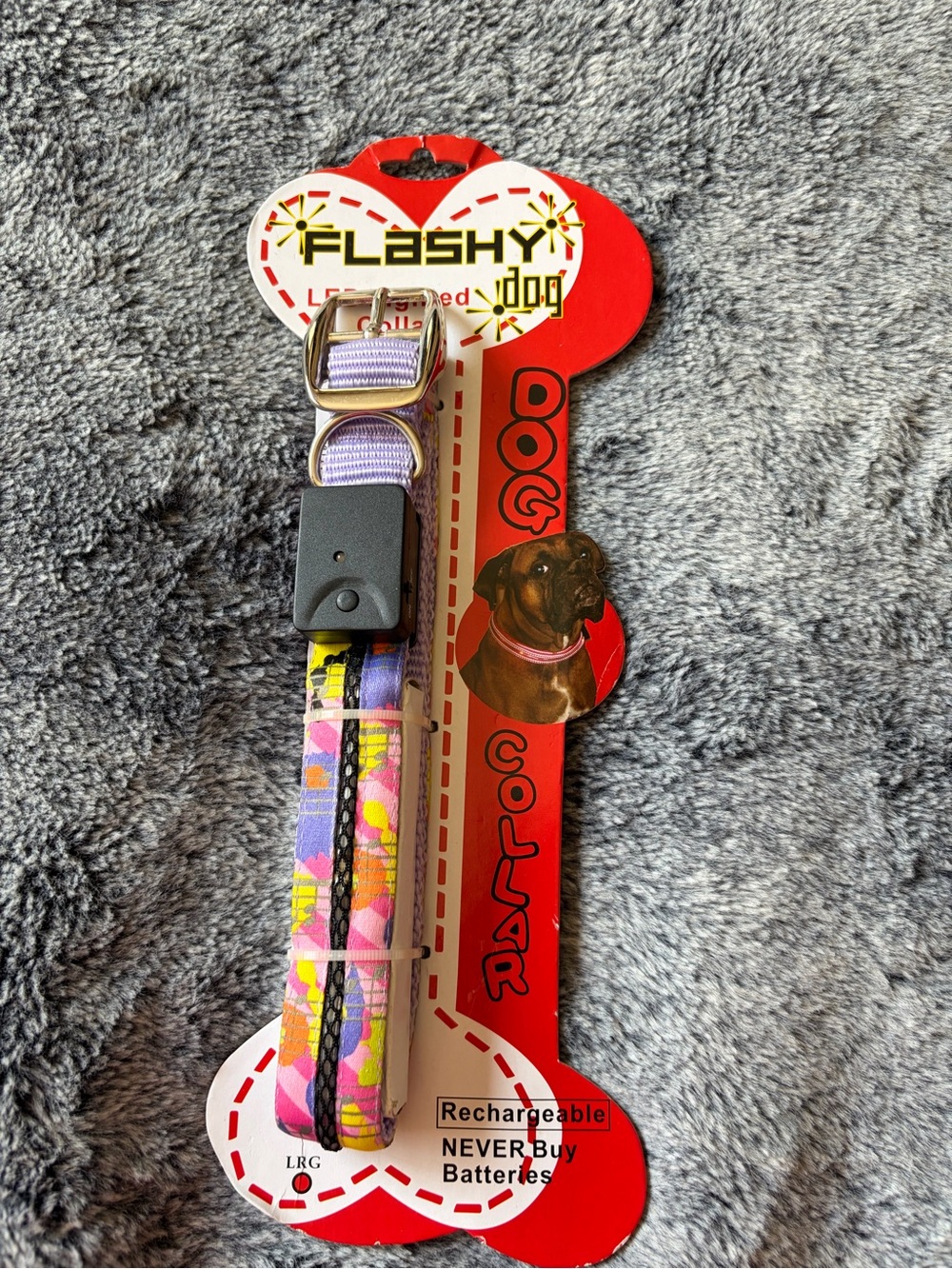 LED Dog Collar - Purple Floral